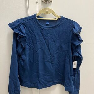 Old Navy Deep Blue Ruffle Sleeve Blouse